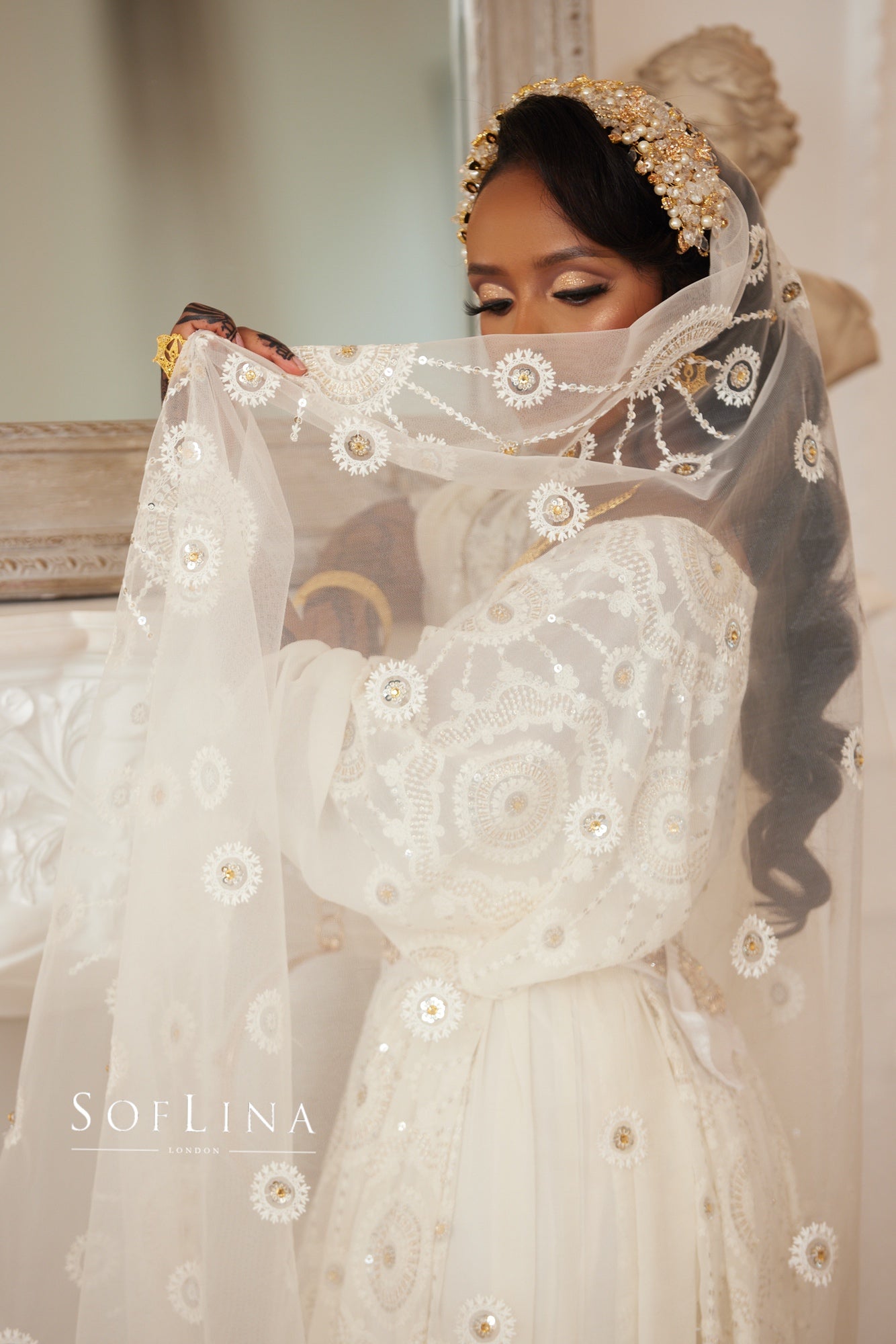 Cubic Zirconia and Pearl Headpiece