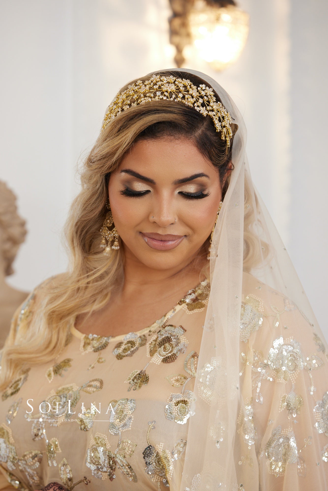 Gold Cubic Zirconia Headpiece