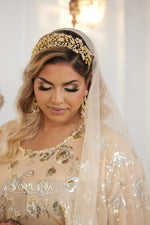 Load image into Gallery viewer, Gold Cubic Zirconia Headpiece
