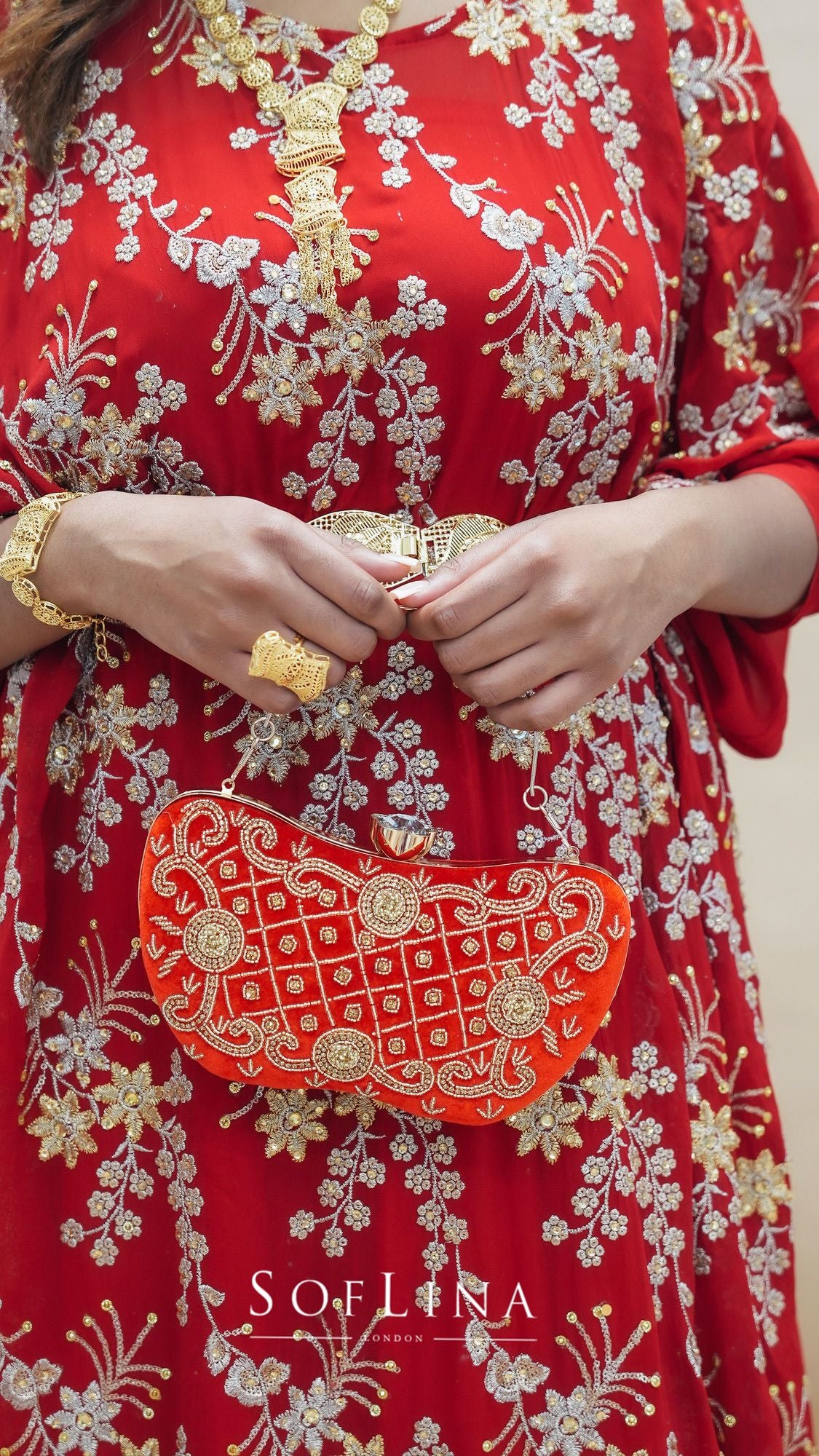 Red Velvet Clutch Bag