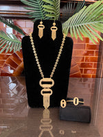 Load image into Gallery viewer, Long Gold Square Necklace
