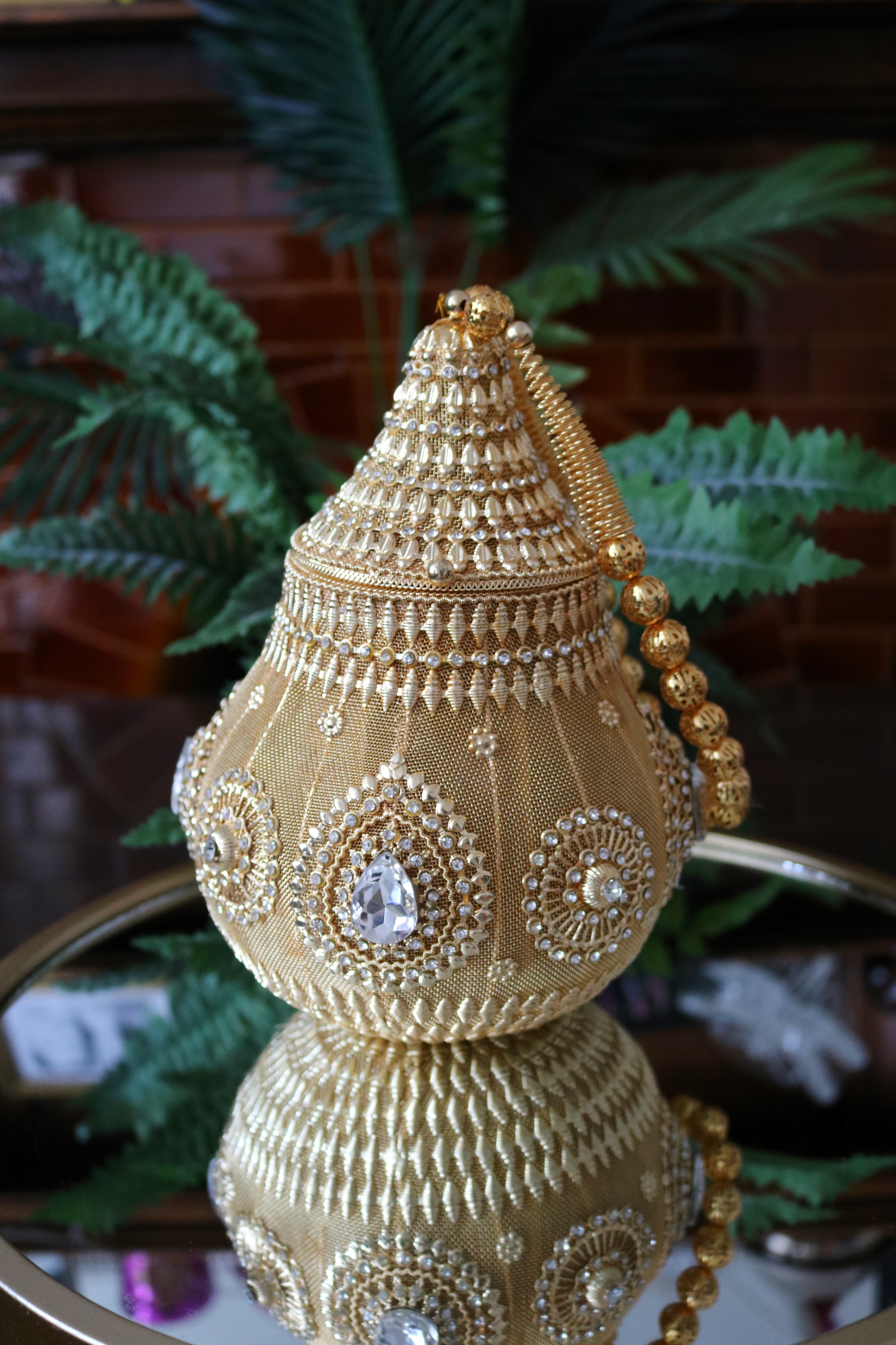 Stone Encrusted Gold Bag